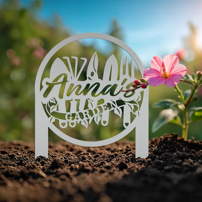Metal Garden Tool Stake - Personalized Yard Decor - Custom Garden Decoration - Cute Lawn Ornament - Unique Mother's Day Gift - Garden Art