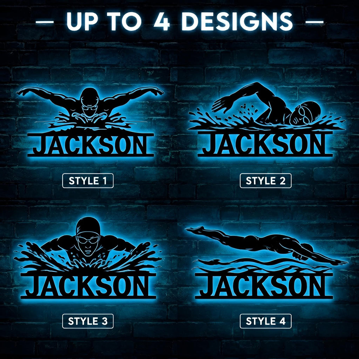 Custom Swimming LED Metal Sign, Personalized Swimmer Wall Art For Pool Room Swim Team Or Bedroom