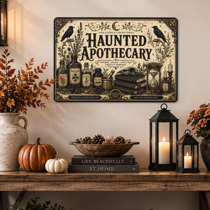 Haunted Apothecary Metal Sign, Haunted House, Halloween Decor, Gothic Halloween, Witchy Decor, Potion Shop Sign, Spooky Season, Potions