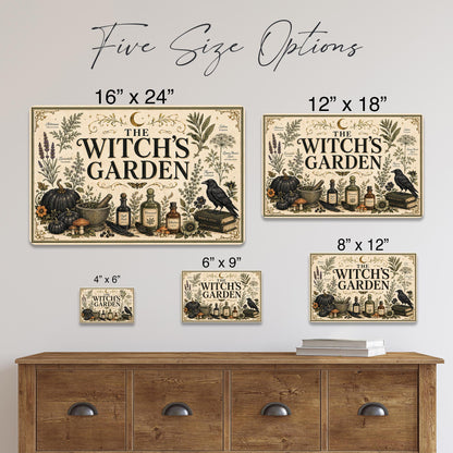 The Witch's Garden Metal Sign, Herbs, Potions, Crow Halloween Decor, Gothic Halloween, Potion Sign, Halloween Sign, Witch Garden, October