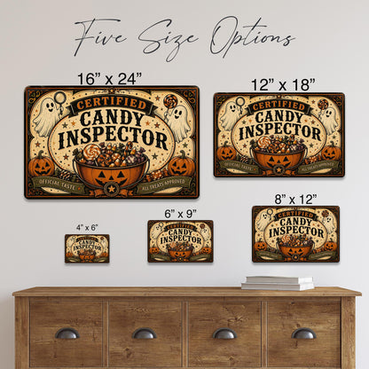 Certified Candy Inspector Metal Sign, Halloween Candy, Trick Or Treat, Halloween Signs, Candy Lover Gift, Spooky Season, Halloween Decor