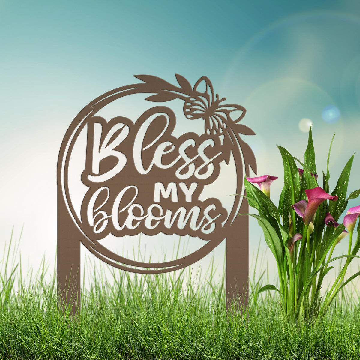 Bless My Blooms Metal Yard Stake - Garden Decor