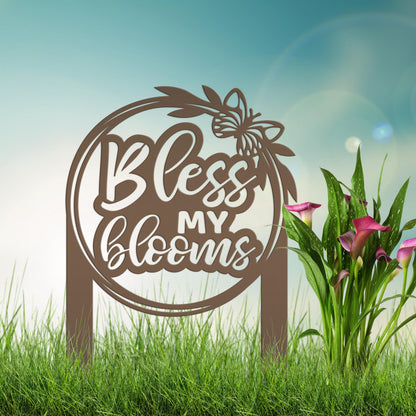 Bless My Blooms Metal Yard Stake - Garden Decor