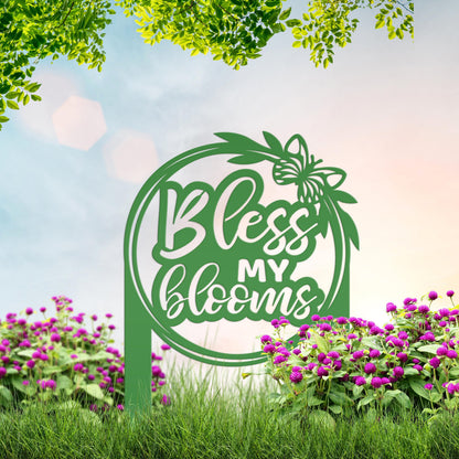 Bless My Blooms Metal Yard Stake - Garden Decor