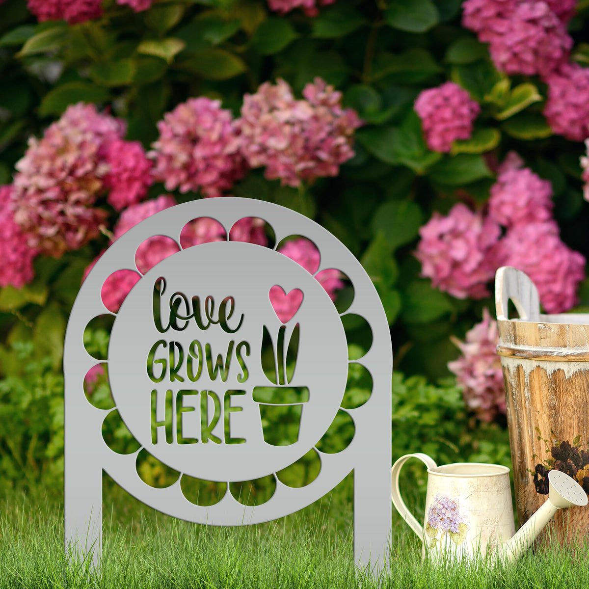 Garden Sign Metal Yard Stake, Gift For Mom or Grandma, Outdoor Lawn Decor, Summer Flower Bed Sign, Park Entrance Sign, Vegetable Garden Art