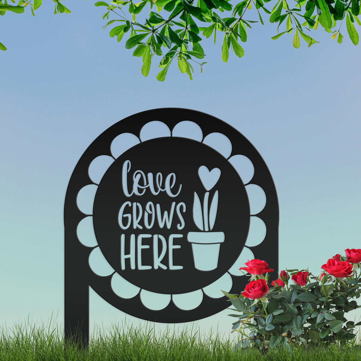 Garden Sign Metal Yard Stake, Gift For Mom or Grandma, Outdoor Lawn Decor, Summer Flower Bed Sign, Park Entrance Sign, Vegetable Garden Art