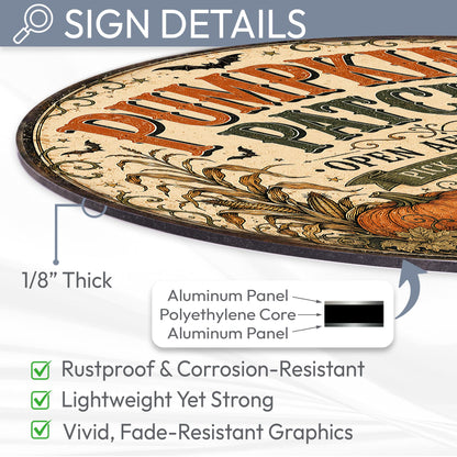 Pumpkin Patch Sign, Round Metal Halloween Wall Art, Halloween Decor, Pumpkin Decor, Fall Decor, Spooky Season, October Decor, Fall Wall Art