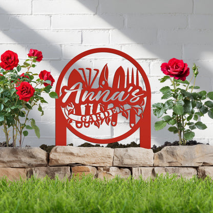 Metal Garden Tool Stake - Personalized Yard Decor - Custom Garden Decoration - Cute Lawn Ornament - Unique Mother's Day Gift - Garden Art