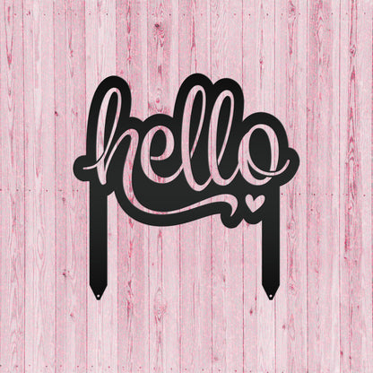 Welcoming Hello Metal Outdoor Yard Stake - Charming Front Lawn Decor - Laser Cut Garden Decoration - Unique Welcome Sign - Housewarming Gift