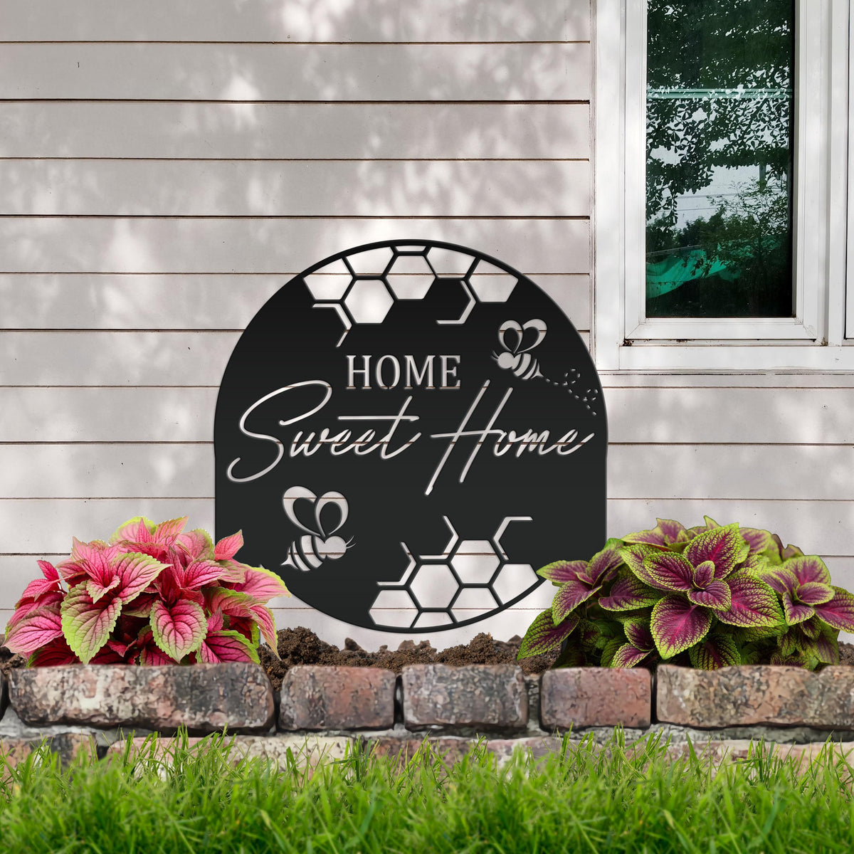 Cute Bee Metal Yard Stake - Perfect Home Sweet Home Garden Decor - Charming Bee Metal Sign - Welcoming Lawn Decoration - Housewarming Gift