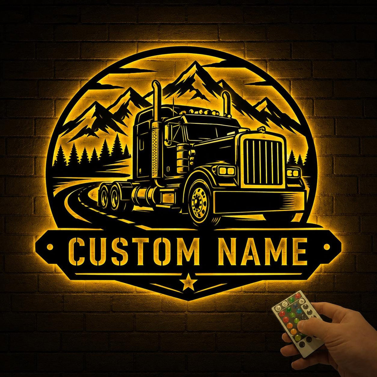 Personalized Truck Driver Sign, Custom Big Rig LED Metal Art, Semi Truck Wall Decor, Garage and Man Cave Gift