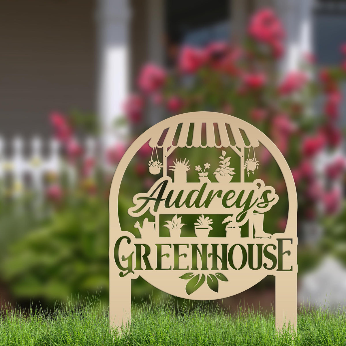 Personalized Greenhouse Yard Sign Mother's Day Gift For Outdoors Or Garden And Flower Bed Sign