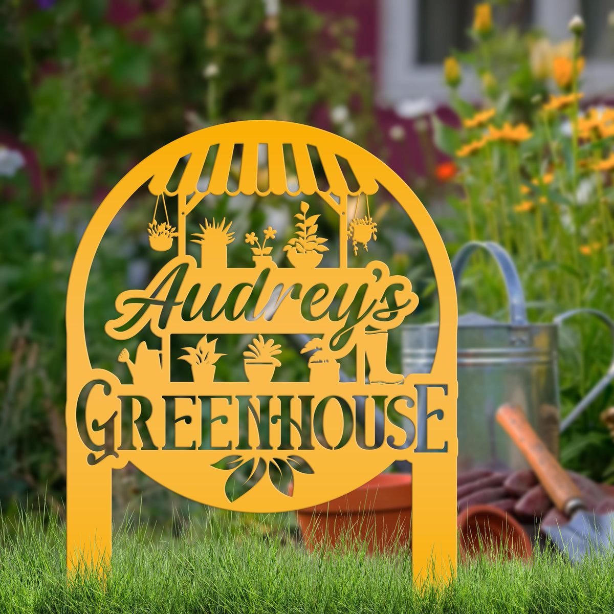 Personalized Greenhouse Yard Sign Mother's Day Gift For Outdoors Or Garden And Flower Bed Sign