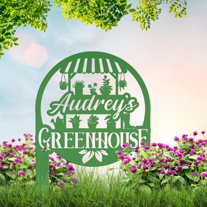 Personalized Greenhouse Yard Sign Mother's Day Gift For Outdoors Or Garden And Flower Bed Sign