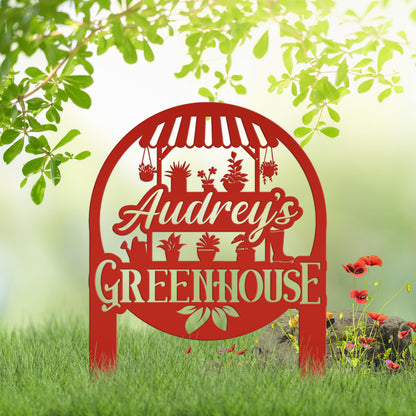 Personalized Greenhouse Yard Sign Mother's Day Gift For Outdoors Or Garden And Flower Bed Sign