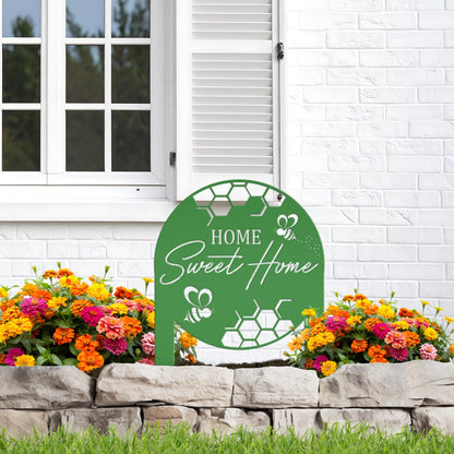 Cute Bee Metal Yard Stake - Perfect Home Sweet Home Garden Decor - Charming Bee Metal Sign - Welcoming Lawn Decoration - Housewarming Gift